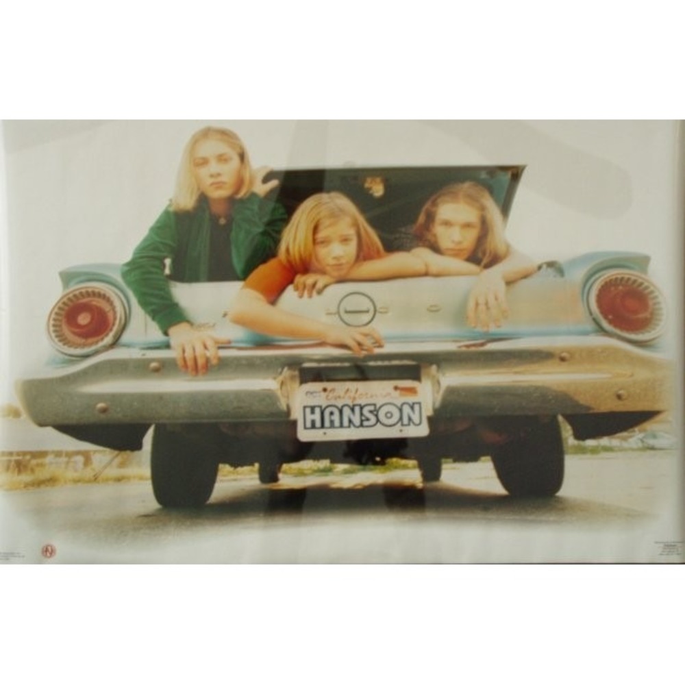 NEW Vintage 1998 Hanson 011 Drive My Car Poster 90s Band Taylor Isaac Zac Sealed